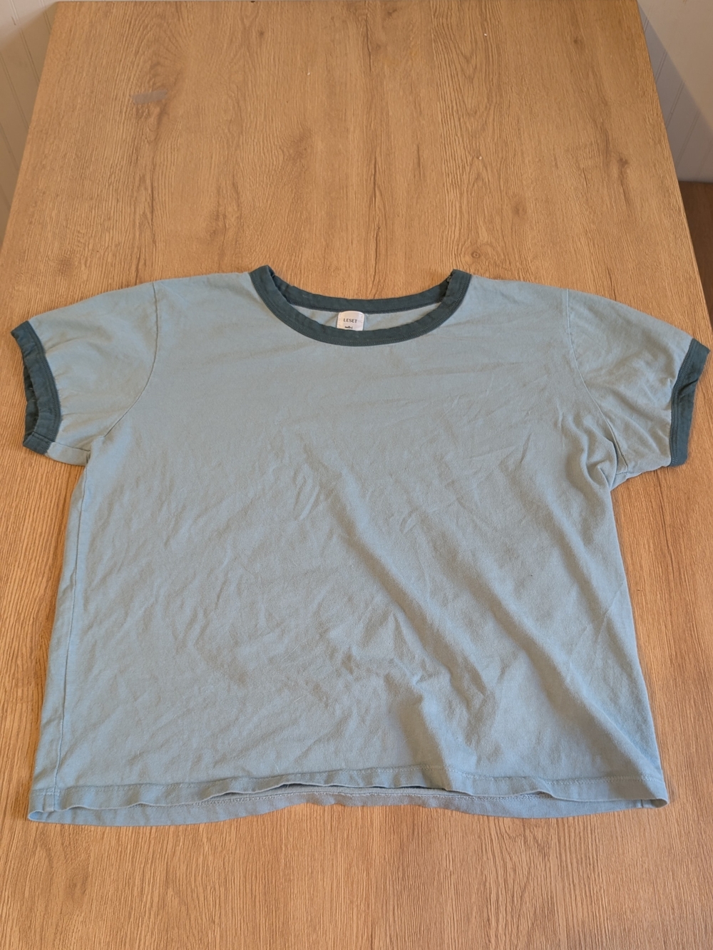 LESET Light Blue Ringer Tee with Dark Teal Trim